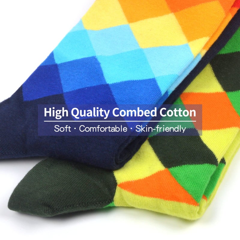 WeciBor Men's Dress Colorful Funny Bright Cool Cotton Crew Socks, 12 Pack Multicolor Argyle, Size 10-13 - Image 4
